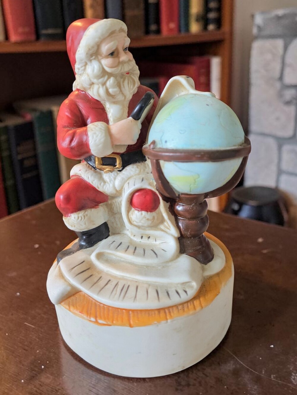 Vintage Santa with Globe Holiday Musical Figurine